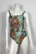 costume da bagno intero floreale verde vintage tg 44 B usato sexy retro T4119