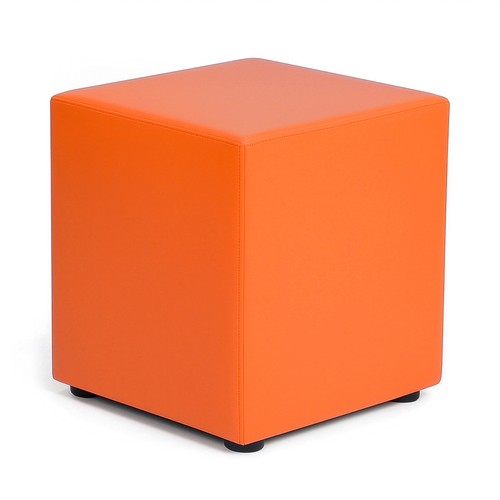 Cubo seduta ecopelle arancione