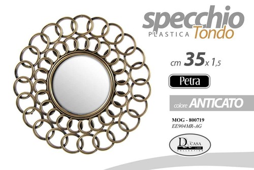 Specchio parete tondo oro - parete,