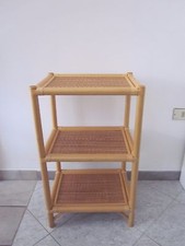 mobile vimini 3 ripiani, comodino alto, vimini, rattan bamboo