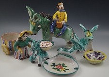 VIETRI ANNI 50 ITALIA CERAMICA MAIOLICA LOTTO DI 5 FIGURINE GAMBONE ICS ASINO #44