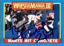 Carta Bret Hart firmata 1987 Topps WWF Wrestle Mania III #57 WWE