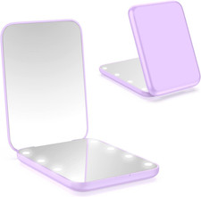 Specchio Portatile Con Luce LED per Viaggio,Pieghevole Specchietto Da Borsetta D