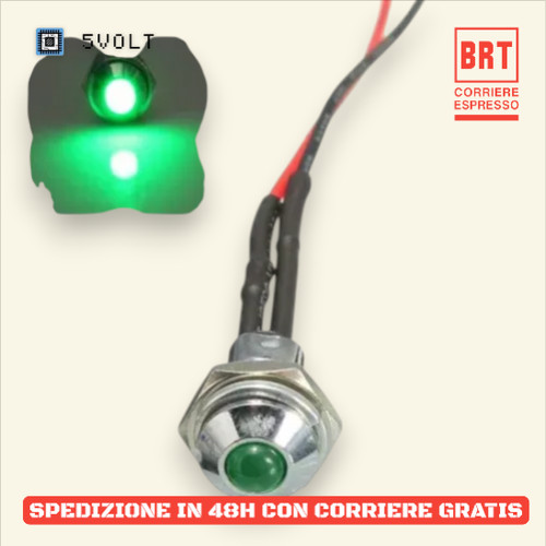 Spia led verde 12v tondo - led,