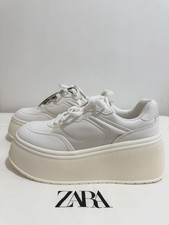 Zara Bianco Tacco Plateau Scarpe da Tennis UK5 EUR38 US7.5 Ref 5421/310/001