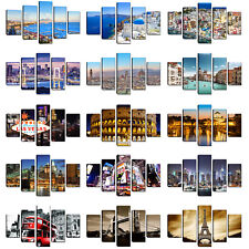 Canvashop quadri moderni Città 5 pezzi cm 166x90 stampa su tela canvas arredo
