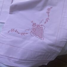 Lenzuolo Matrimoniale Sopra 2 Federe  Ricami E Cuciture Fatto A Mano Rosa 