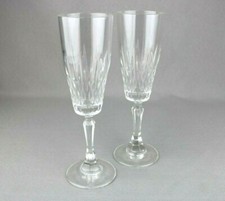 Coppia di bicchieri in Vetro Cristallo Champagne con Decorazioni Rilievo Vintage