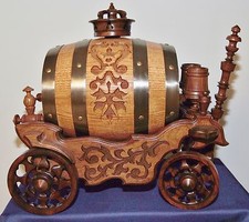 BOTTE IN LEGNO MASSICCIO QUERCIA E CARRELLO ARTISTICA,INTAGLIATI A MANO