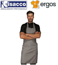 Isacco GREMBIULE CHAMPAGNE Unisex Smoke Pettorina Barista Cuoco Pub Cucina Chef