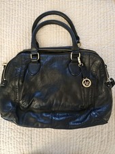 AUDREY BROOKE Borsa in pelle nera di lusso borsetta borsetta cerniere