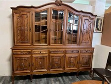 Credenza libreria, Sala da pranzo antica in noce massello intagliato 