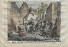 Stampa antica POMPEI Forno del pane panettiere Napoli 1872 Old Antique print