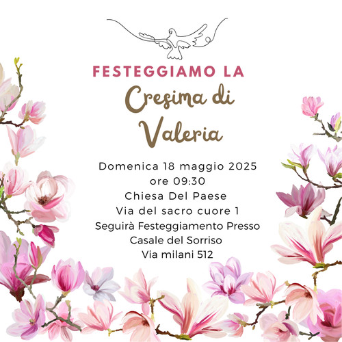 Invito digitale cresima fiori - invito,