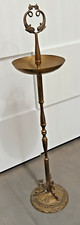 Antico Posacenere in Ottone da Pavimento a Colonna Vintage D'Epoca 75cm