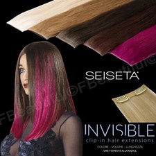 Hair Extension Clip invisibile SEISETA Fascia 8 cm capelli veri con 2 clip 55 cm