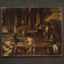 Banchetto di Erode dipinto antico ad olio su tela quadro arte XVII secolo