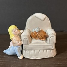 Sedia porcellana Fitz and Floyd gatto topo e bambini Giappone F&F da collezione