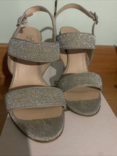 Sandali a 2 fasce eleganti colore Argento Nr. 37 1/2 Tacco Cm. 8