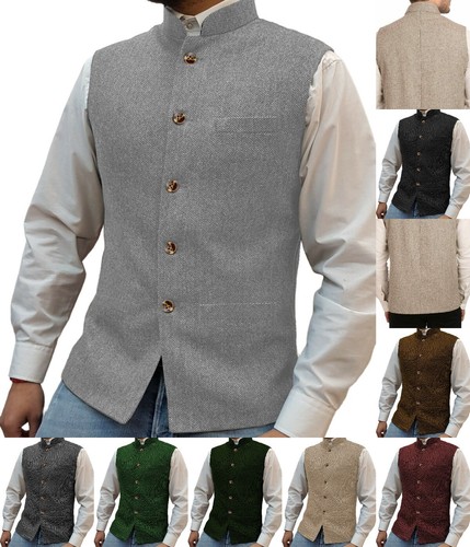 Gilet tweed uomo collo alto