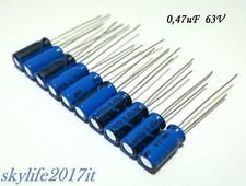 10 pz Condensatori elettrolitici 0,47uF 63V - 10 pezzi condensatore