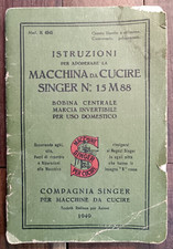 SINGER 1949 LIBRETTO D'ISTRUZIONE PER MACCHINA DA CUCIRE N.15 M 88-66792