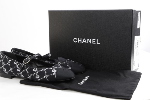 Ballerina chanel nera ricamata - ballerina,