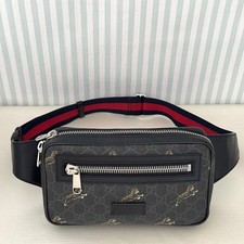 GUCCI GG Supreme Tiger Belt Bag 474293 Marsupio in Tela Nera Unisex Italia