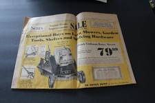 1968 newspaper flyer insert catalog 8 pages w/ lawn mowers, tools, and kitchen