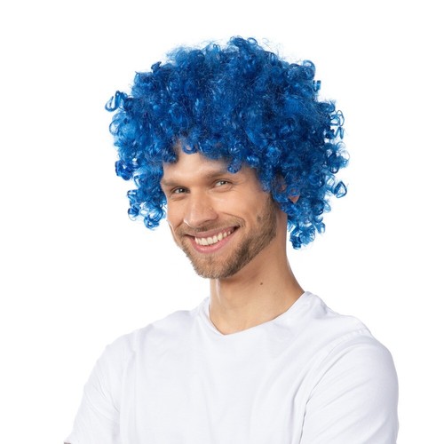 Parrucca afro blu riccia