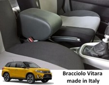 Bracciolo SUZUKI VITARA da 2015 avanti 4a SERIE in ECOPELLE NERO cuciture rosso 