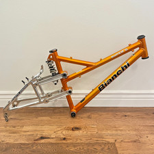 Telaio Mountain Bike Bianchi Super G Rock Shox 18" Arancione Vintage Sospensione Completa
