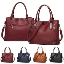 Damen Handtasche Weiches Leder Groß Shopper Tasche Umhängetasche Schultertasche