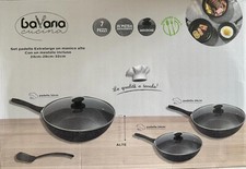 bavaria Set padelle antiad. Pietra 7 Pezzi 3 padelle+3 coperchi in Vetro 1 mesto