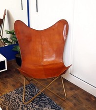Sedia relax farfalla vintage pelle fatta a mano retrò per arredamento casa