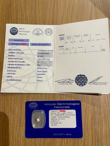 Vs diamante certificato - 0.23,