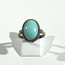 anello vintage italiano in argento sterling con pasta turchese