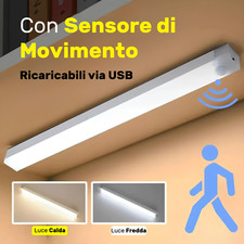 Luce LED Sensore di Movimento Ricaricabile USB per Cucina Armadi 10 20 30 50 cm