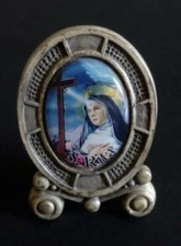 Portafoto da tavolo antico S. Rita da Cascia in metallo 6 x 4 cm (210) Come foto