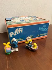 Puffo smurf lotto puffi 2 pasquali  vintage con ESPOSITORE box