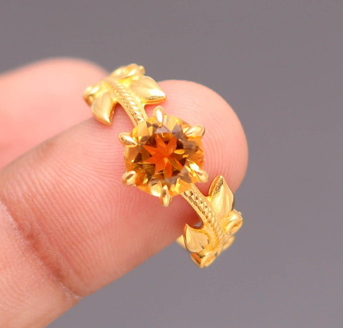 Anello tondo citrino naturale