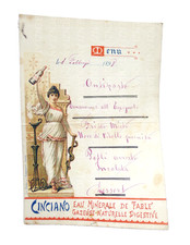 MENU ANTICO 1898 PUBBLICITà ACQUA MINERALE CINCIANO  NOVARA FAM. MORSELLI
