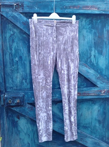 Leggings donna velluto argento