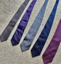 Ties Lot Of 5 Insigna Ike Behar Bergamo Purple Modern Geometric Silk Polyester