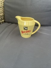 White Horse Fine Old Scotch Whiskey Ceramic Pitcher Yellow  England 5.25”