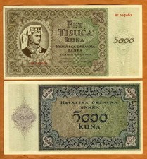 Croazia, 5000 Kune, 1943