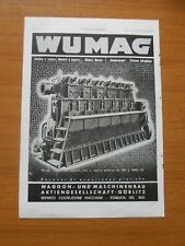1943 WUMAG MOTORI DIESEL PER IMPIANTI FISSI E MARINI EPOCA PUBBLICITA