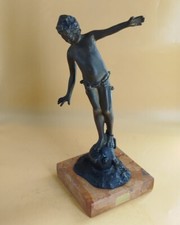 Bronzo vintage Fanciullo su anfora Gabriele Parente - base in marmo.