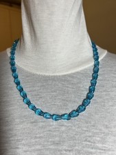 COLLANA LUNGA 55 CM CON PERLE A GOCCIA COLORE CELESTE