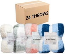 Bulk Confezione 24 Coperte da Picnic a Scacchi, 50x60, Pile Sherpa, Assortite